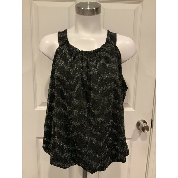 by Anthropologie Black & Metallic Silver Shimmering Tank Top, Size XS - Picture 1 of 9